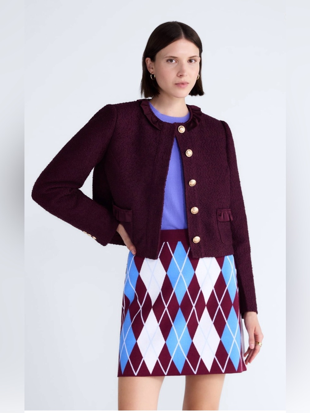 Free Assembly Women’s Ruffle Trim Nubby Jacket